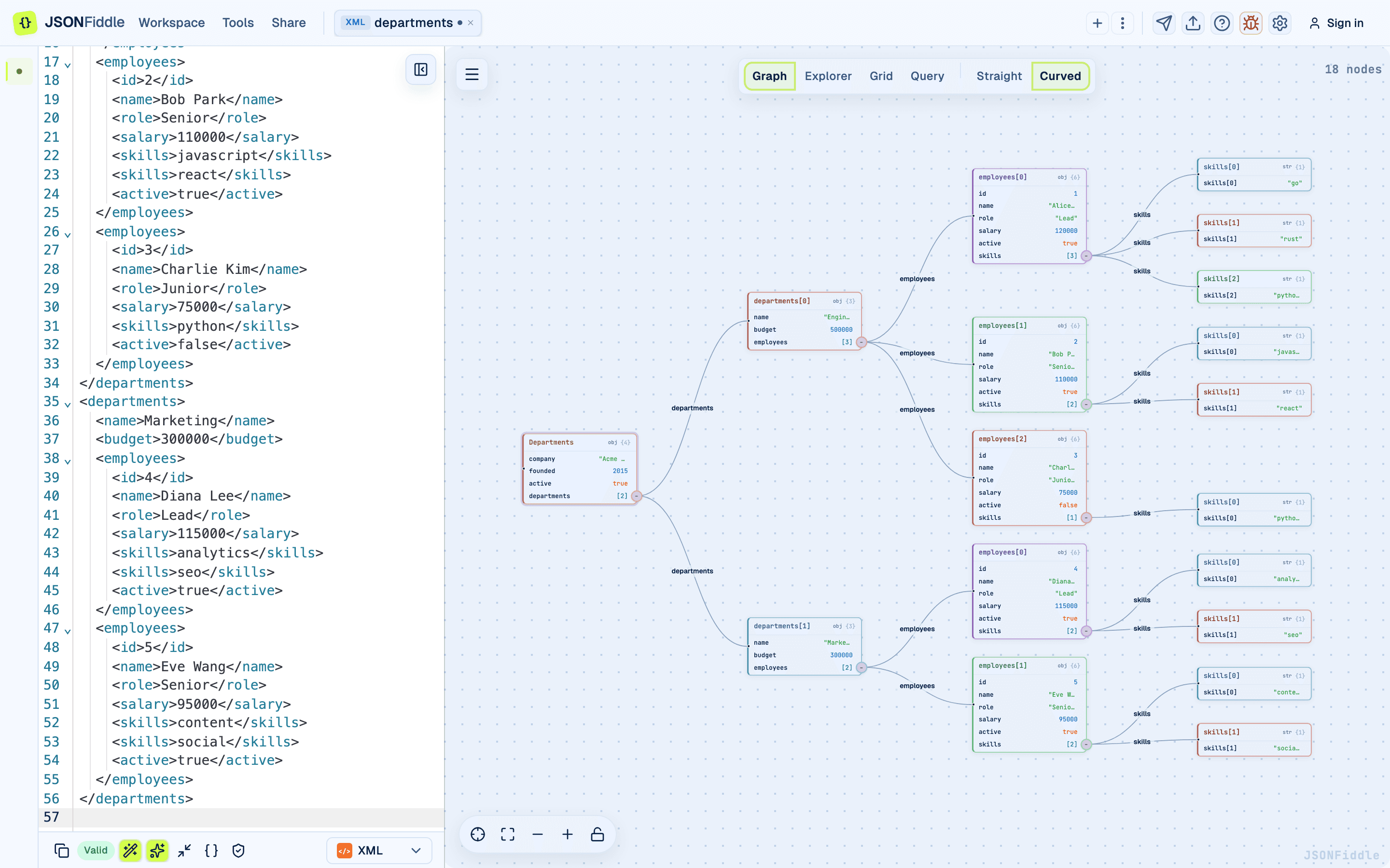 JSON to XML conversion