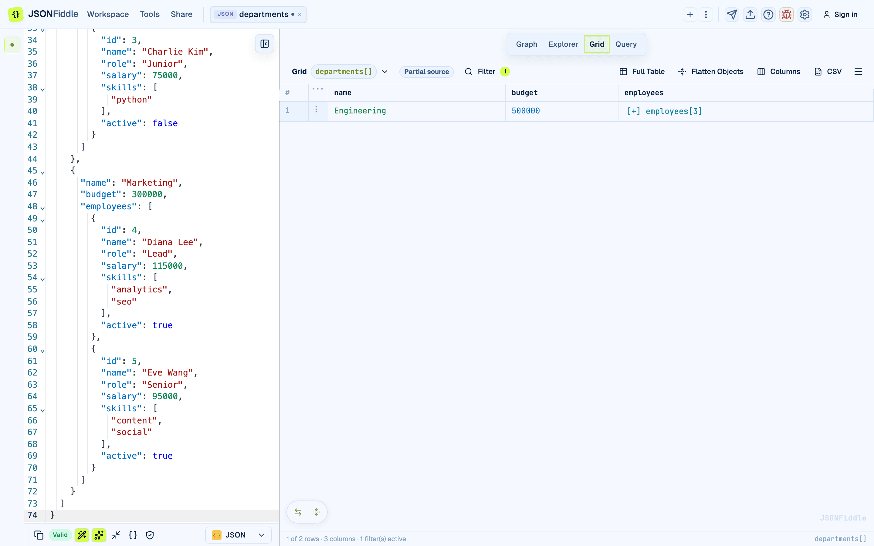 Expanding nested rows