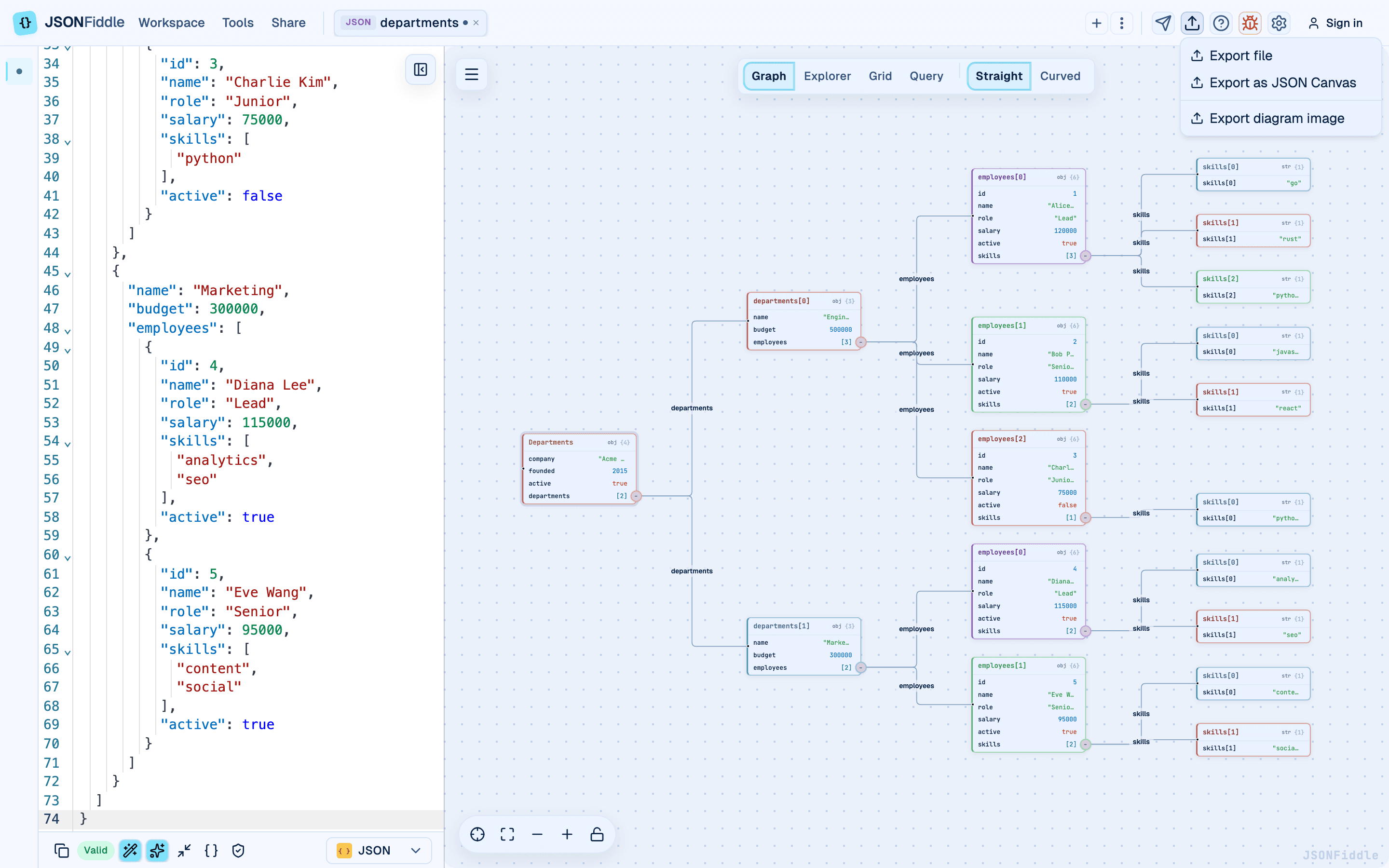 Export options overview